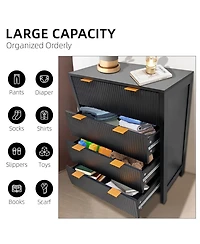 gaomon 30" Fluted 4-Drawer Dresser, Modern Storage Cabinet with Gold Handles for Bedroom