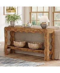 Tribesigns 63" Narrow Long Entryway Table, 2-Tier Modern Farmhouse Entry Table, Light Brown