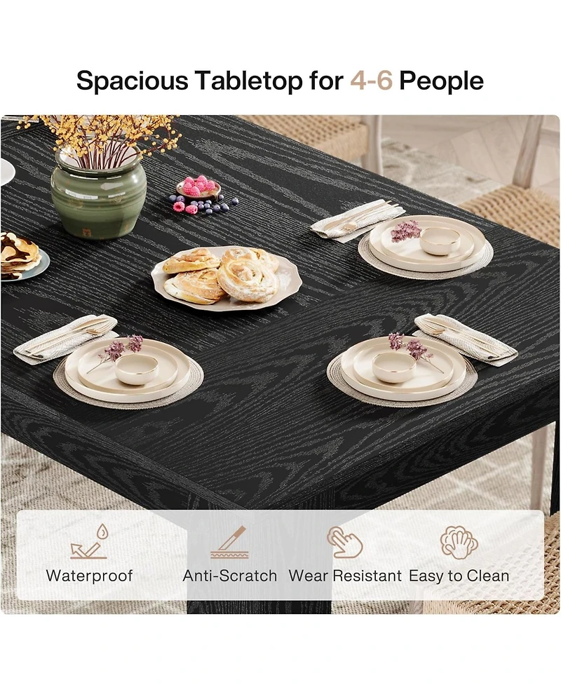 Tribesigns Dining Table for 4 to 6, Rectangular Kitchen Dinner Table, Black Wooden Eating Table