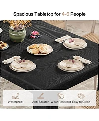 Tribesigns Dining Table for 4 to 6, Rectangular Kitchen Dinner Table, Black Wooden Eating Table