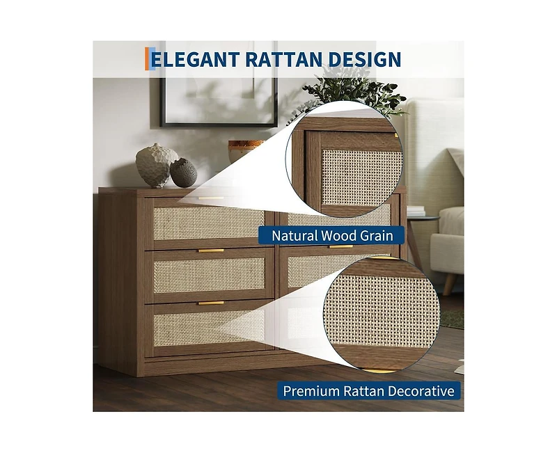 gaomon 53" Rattan Dresser for Bedroom