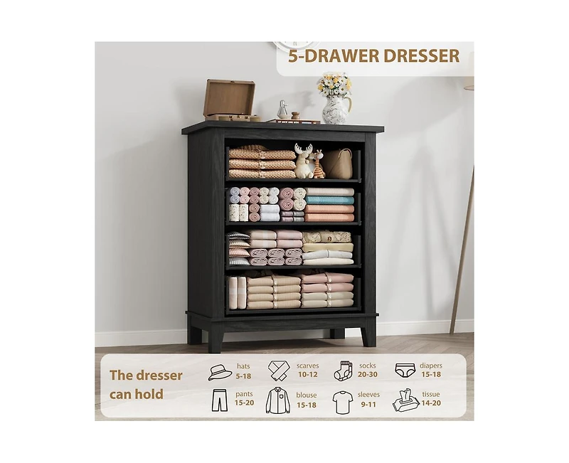 gaomon 34.8" Tall Vertical Drawer Dresser with Large Storage