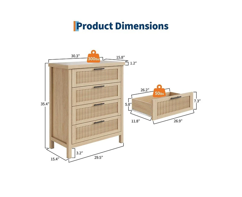 gaomon Fluted Dresser for Bedroom