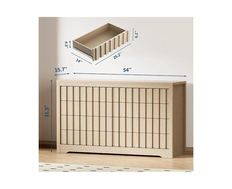 gaomon Fluted Dresser for Bedroom with 8 Drawers