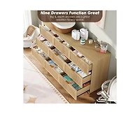 Gaomon Rattan 9 Drawer Dressers for Bedroom