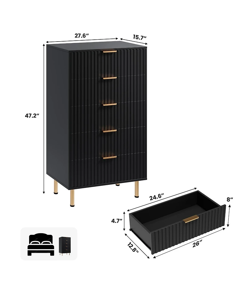 Gaomon Fluted Drawer Storage Dresser