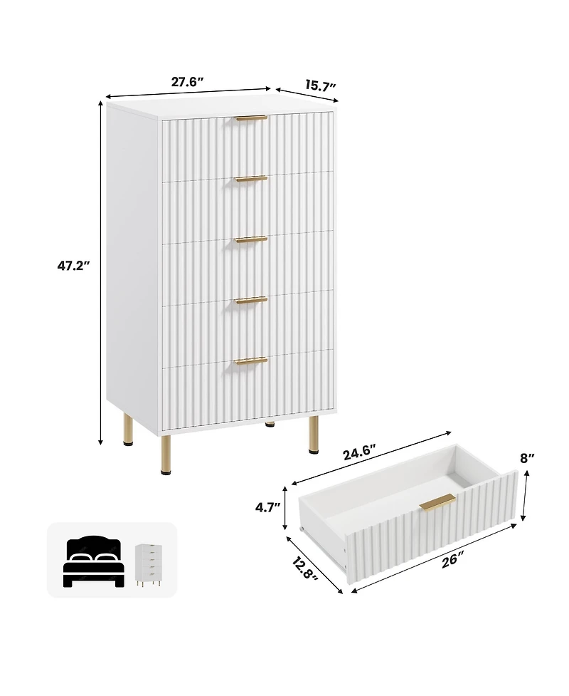 Gaomon Fluted Drawer Storage Dresser