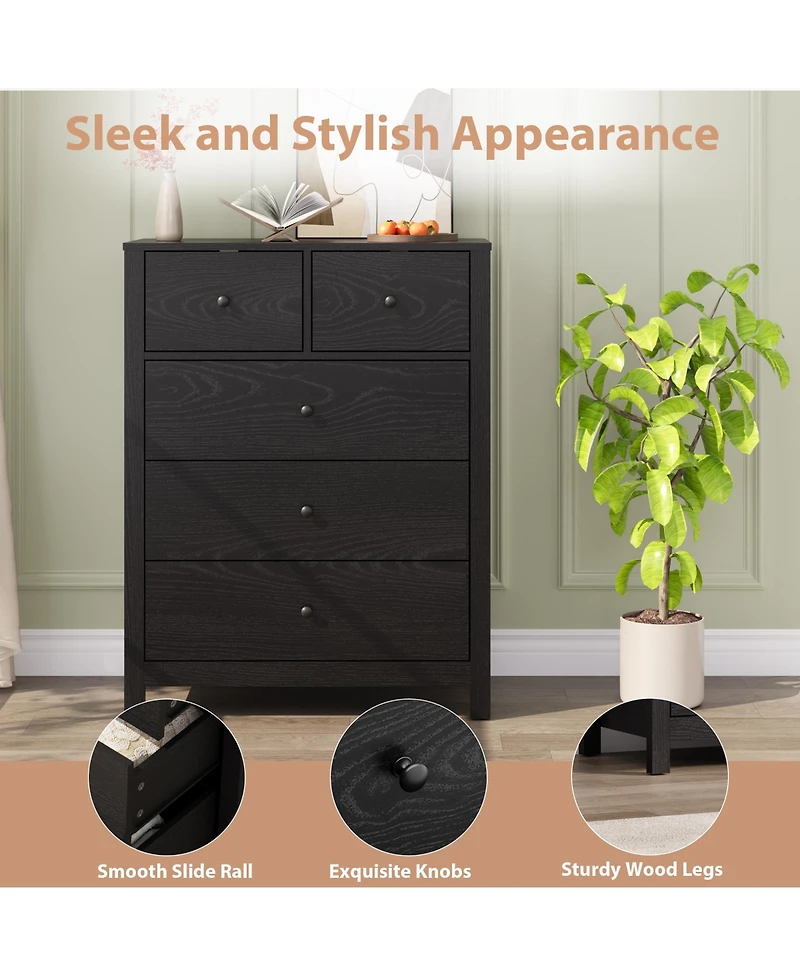 gaomon 5 Drawer Dresser for Bedroom, Modern Tall Organizer with Storage Drawers