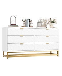 gaomon Dresser for Bedroom, 53.5" Large Organizer, 6 Drawer with Golden Metal Handle and Legs