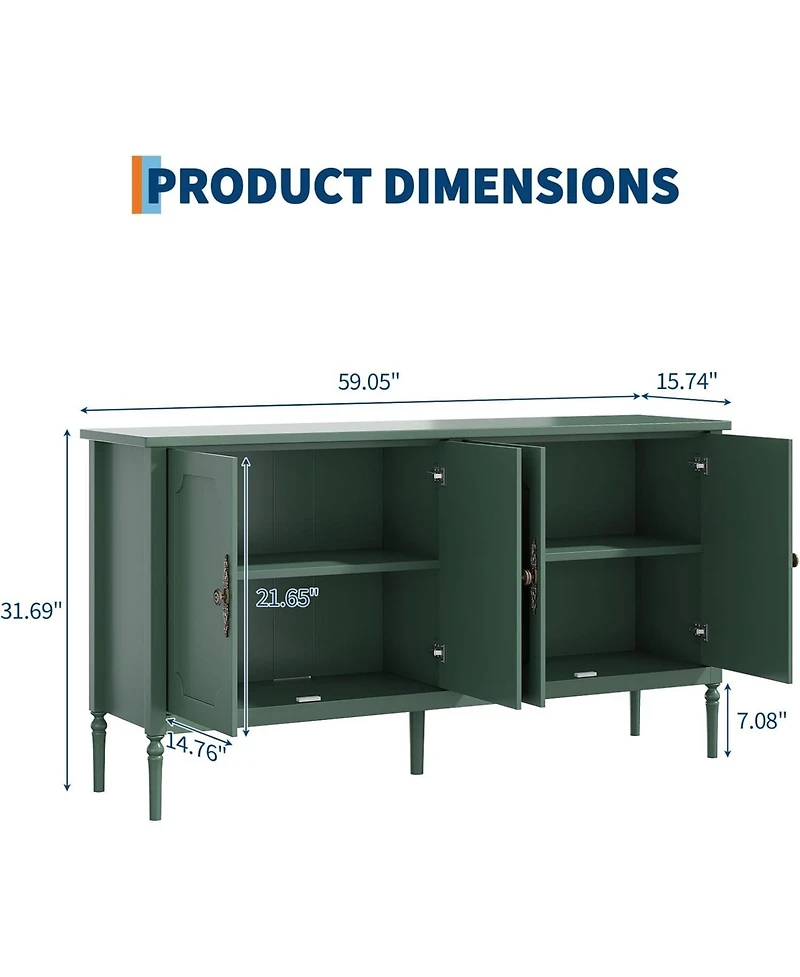 gaomon 59" Wide Wood with Storage for Kitchen, Dining Room, Living Room or Entryway Buffet Cabinet