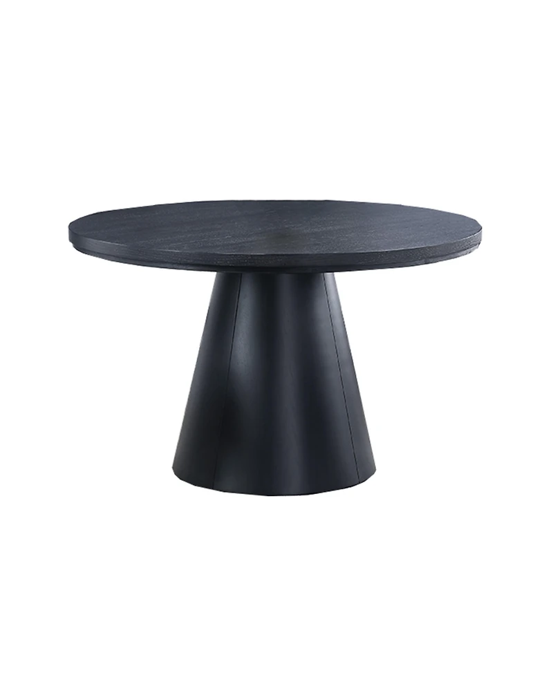 Lovmor 1pc Round Table Unique Cone-Shaped Base Black Color Wooden Casual Modern Dining Room Table Only