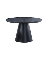 Lovmor 1pc Round Table Unique Cone-Shaped Base Black Color Wooden Casual Modern Dining Room Table Only
