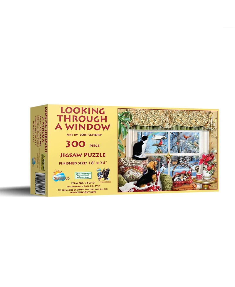 SunsOut Looking Through a Window 300 piece Jigsaw Puzzle for Adults Christmas
