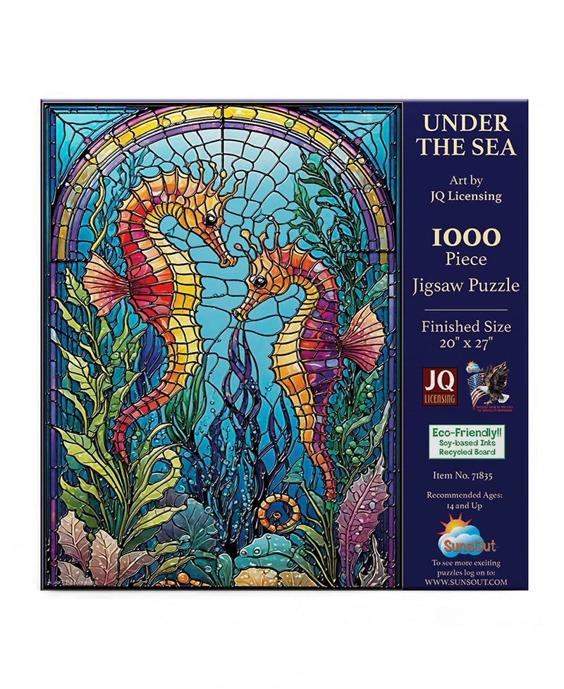 SunsOut Under the Sea Stained Glass 1000 piece Jigsaw Puzzle for Adults.