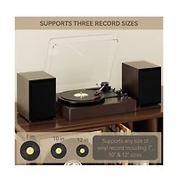 Artudatech Retro Record Player System with 3-Speed Turntable, Bluetooth 5.0 & Dual Speakers