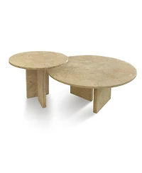 Streamdale Glod Yellow Beige Marble Coffee Table Set