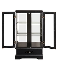 Streamdale Furniture Streamdale Lighted Glass Curio Cabinet - 2-Door Display, Drawer, Bulb - Black