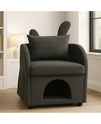 Streamdale Furniture Streamdale Dark Gray Bunny-Ear Pet-Friendly Armchair with Scratch-Resistant Fabric