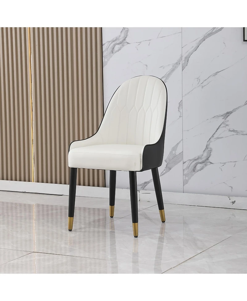 Streamdale Furniture Black Leather Desk Chair with Metal Legs (Set of 2