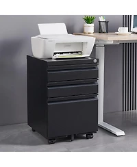 Streamdale Furniture 3-Drawer Mobile Locking File Cabinet (Black)