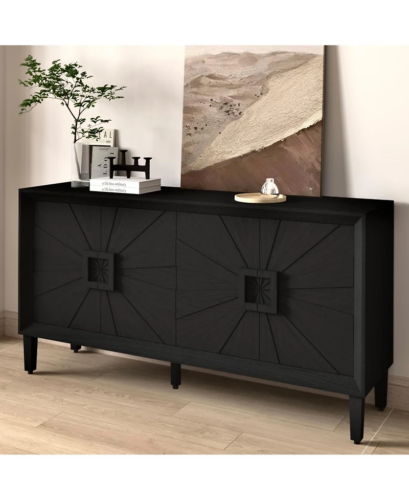 Streamdale Furniture Rustic Black Farmhouse Credenza