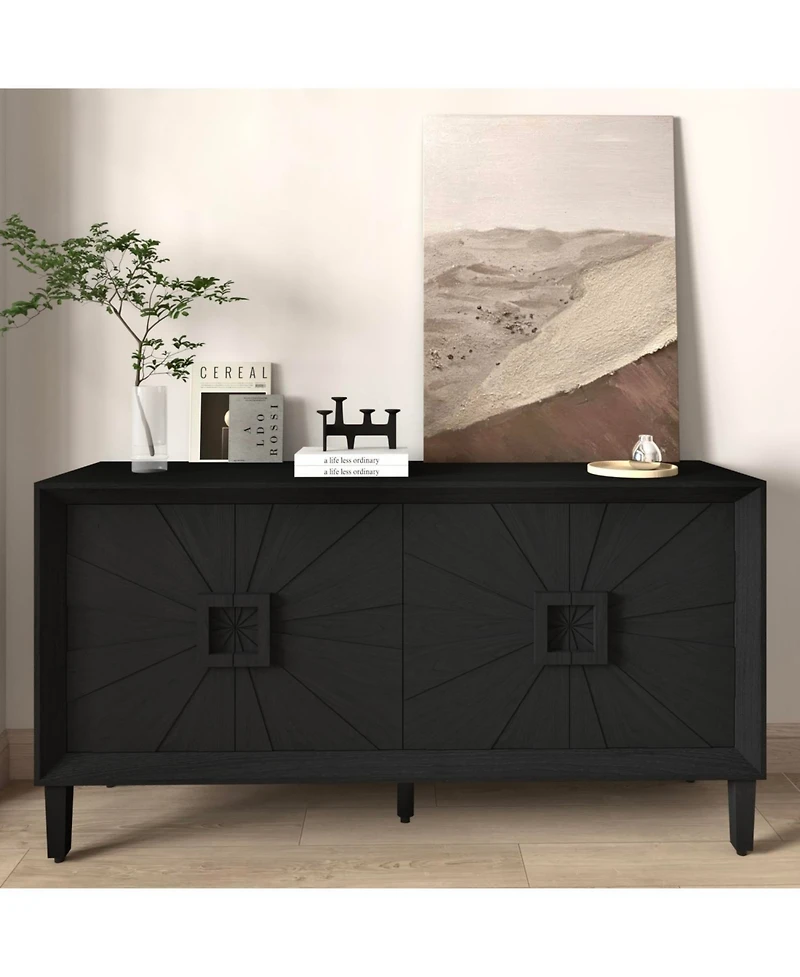 Streamdale Furniture Rustic Black Farmhouse Credenza