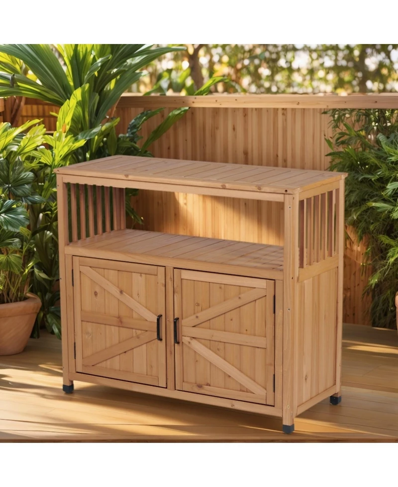 Streamdale Furniture Wooden Patio Bar Table Set with Storage