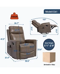 Streamdale Camel Brown Leather Massage Recliner