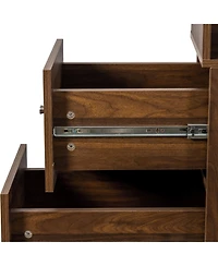 Streamdale Furniture 70.87" Display Cabinet, 4-Tier Shelf, 3 Drawers, Modern Wooden Bookshelf