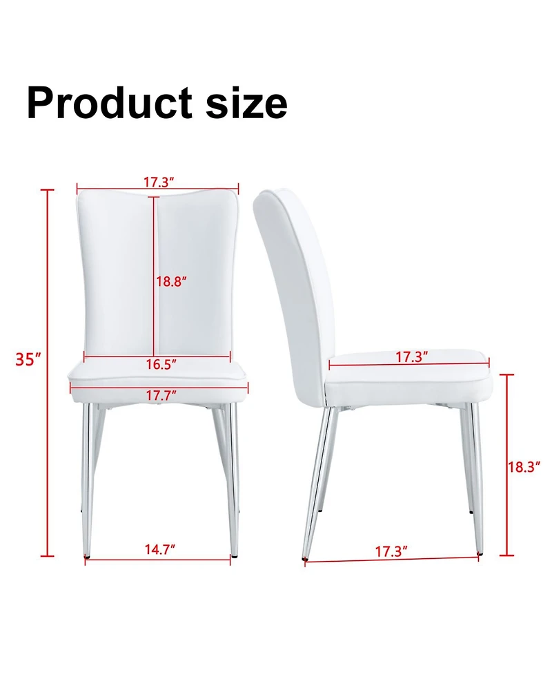 Streamdale White Pu Dining/Office Chairs (4-Piece) - Silver Legs