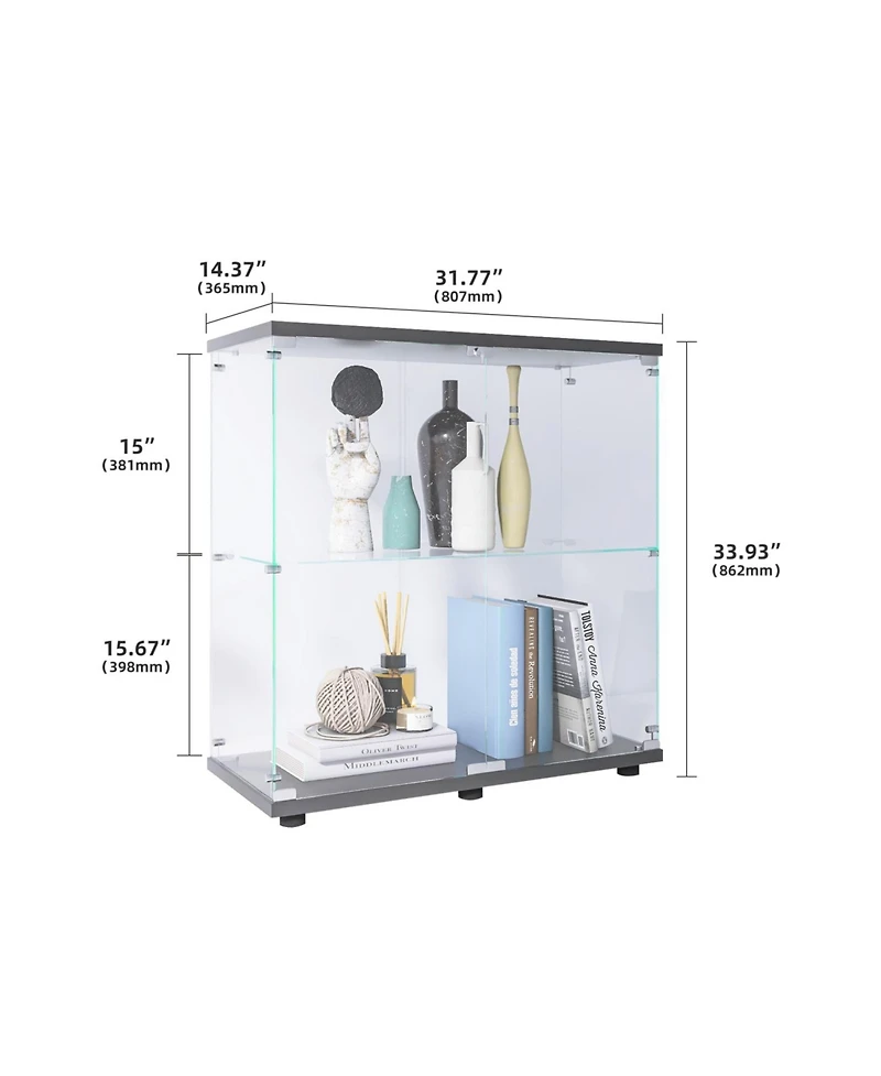 Streamdale Furniture Glass Display Cabinet with Lock & Doors