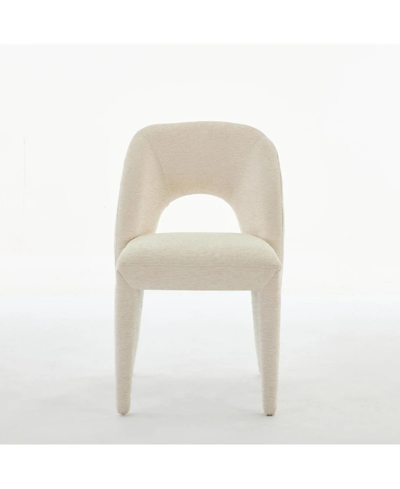 Streamdale Cream Chenille Dining Chairs, Hollow Back, Set of 2