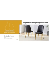 Streamdale Furniture Modern Pu Leather Dining Chairs with Gold Legs