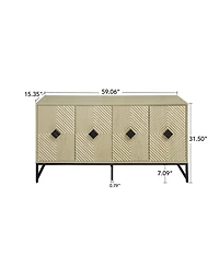 Streamdale Furniture Modern Carved Sideboard Cabinet with Adjustable Shelf