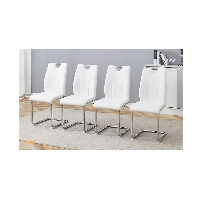 Streamdale Furniture Streamdale White Pu Dining Chair Set (Set of 4
