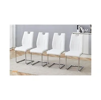Streamdale Furniture Streamdale White Pu Dining Chair Set (Set of 4