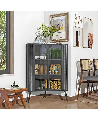 Streamdale Furniture 3-Tier Corner Cabinet with Glass Doors