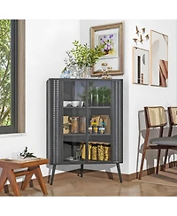 Streamdale Furniture 3-Tier Corner Cabinet with Glass Doors