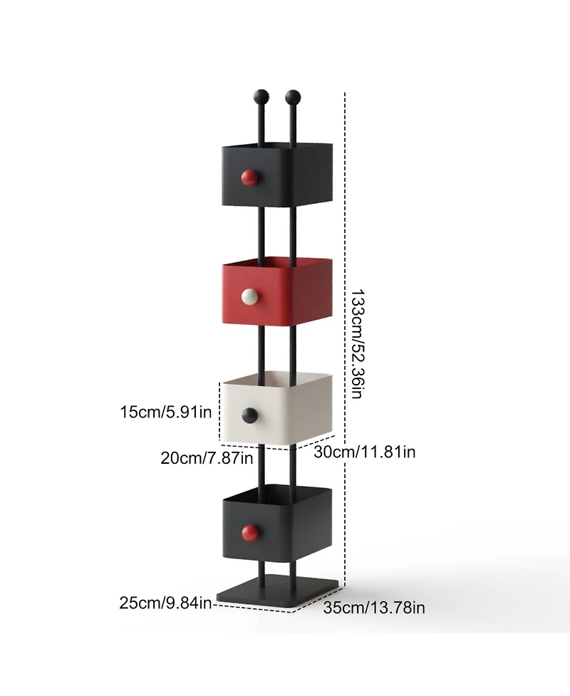 Streamdale Furniture Black & Red Bookshelf/Side Table/Magazine Rack