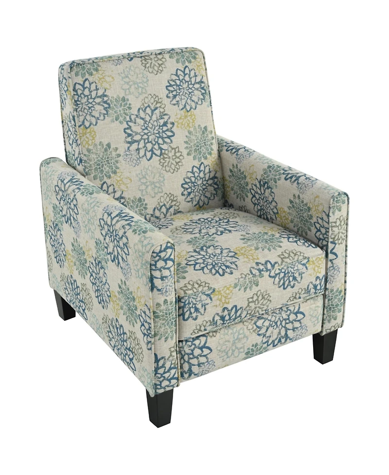 Streamdale Furniture 27.5" Recliner Chair, Solid Wood Legs, Light Brown & Blue