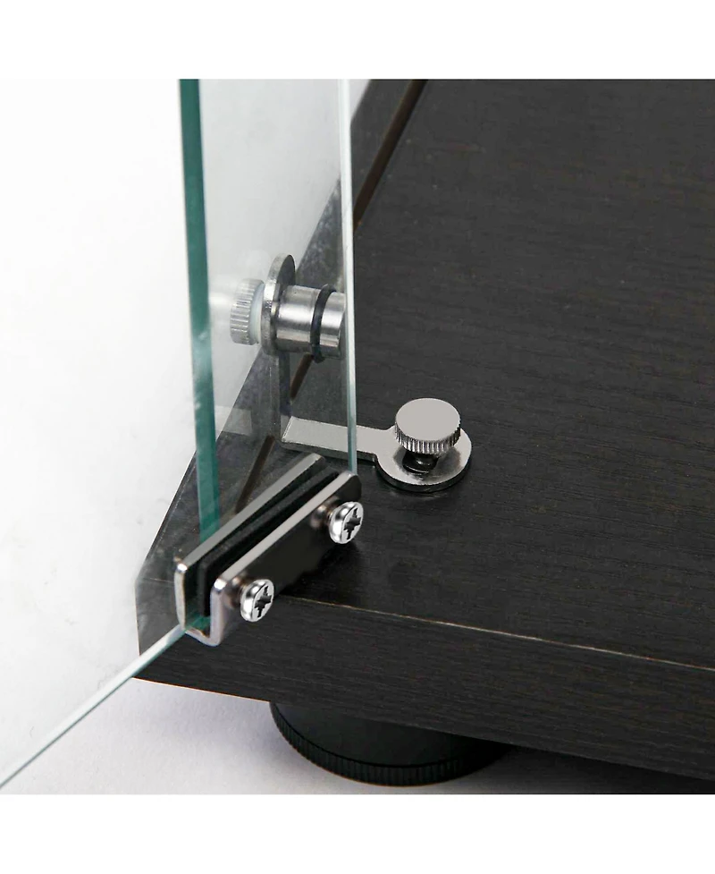 Streamdale Furniture Tempered Glass Display Cabinet w/ Led, Lock, Mirror Back - Black