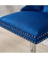 Streamdale Furniture Streamdale Chrome Swivel Velvet Barstools, Adjustable Height, Tufted, Set of 2