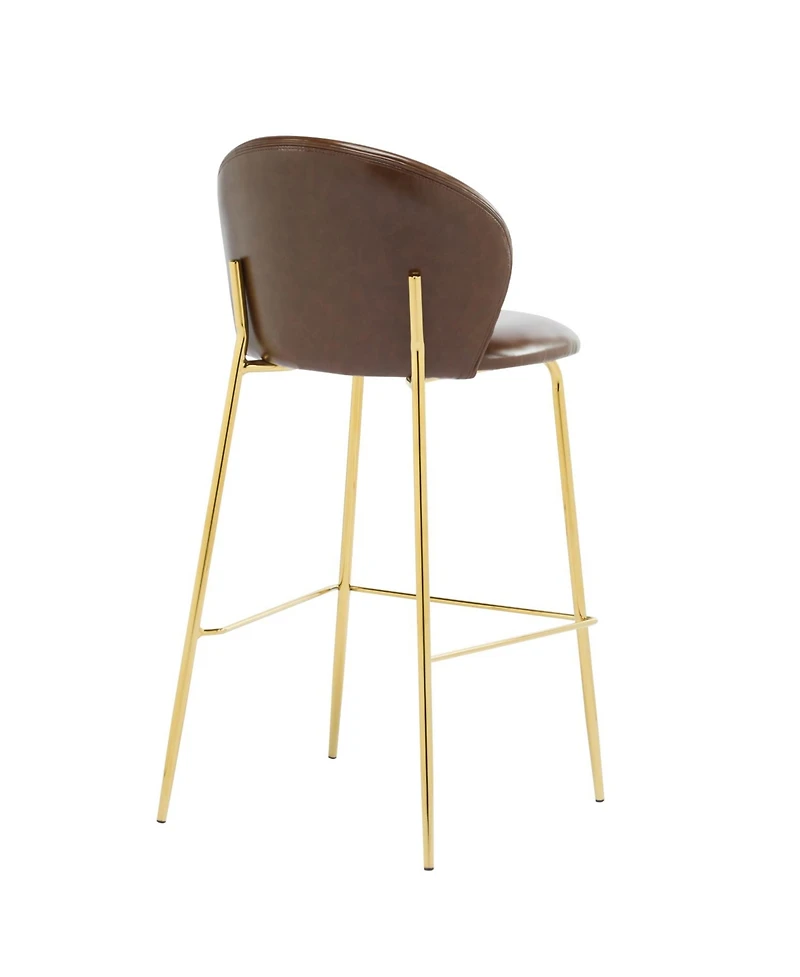 Streamdale Furniture Kira Dark Brown Faux Leather Bar Stools (Set of 2)