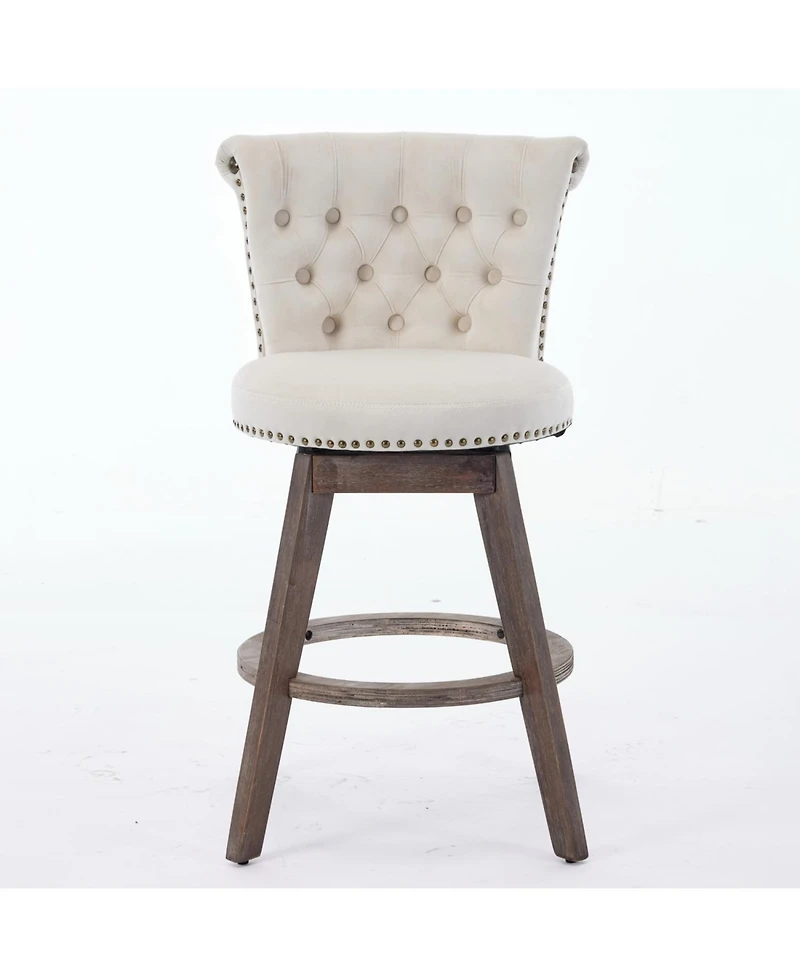 Streamdale 26" Swivel Velvet Counter Stools Set of 2, Beige