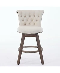 Streamdale 26" Swivel Velvet Counter Stools Set of 2, Beige