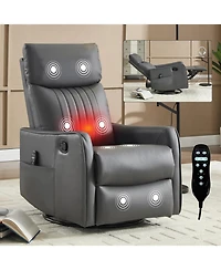 Streamdale Furniture Grey Faux Leather Massage Recliner Rocker Swivel Chair