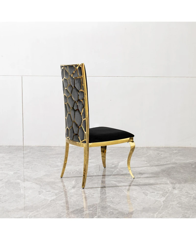 Streamdale Furniture Black Velvet Dining Chair with Unique Backrest (Set of 2)