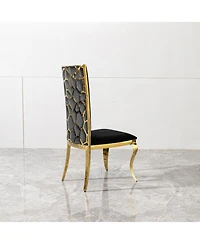 Streamdale Furniture Black Velvet Dining Chair with Unique Backrest (Set of 2)