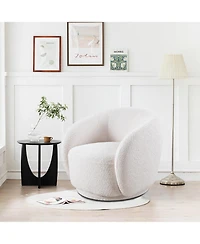 Streamdale Furniture Swivel Accent Chair, Boucle Fabric Upholstered Barrel Chair, Single Sofa Single Armchair for Living Room