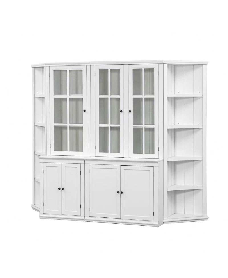 Streamdale Furniture White Retro Wall Display Cabinet with Bookshelves